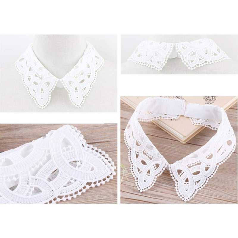 Gracelife Hollow Design Lapel False Collar Detachable Dickey Blouse Fake Half Shirt Collar for Women (White 79) - Image 3